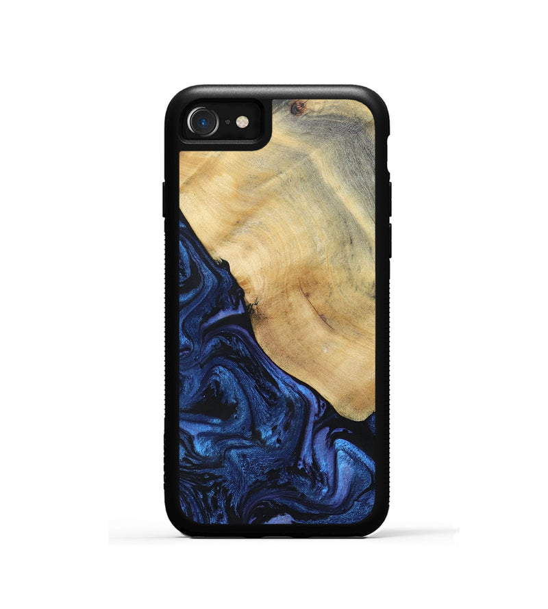 iPhone SE Wood+Resin Phone Case - Raegan (Blue, 695219)