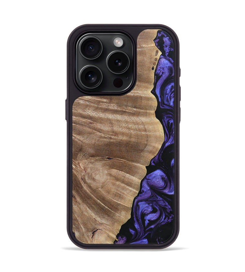 iPhone 15 Pro Wood+Resin Phone Case - Cathleen (Purple, 695374)