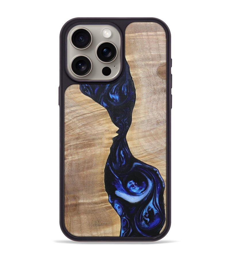 iPhone 15 Pro Max Wood+Resin Phone Case - Violet (Blue, 695599)