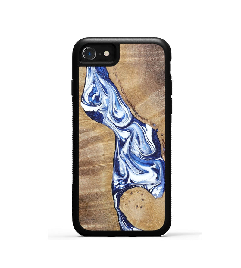iPhone SE Wood+Resin Phone Case - Karen (Blue, 695603)