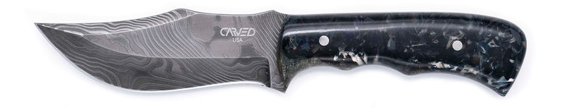 Carved Damascus Hunting Knife #10552