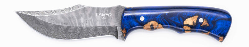 Carved Damascus Hunting Knife #10553