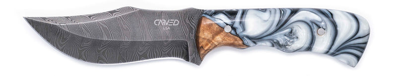 Carved Damascus Hunting Knife #10556
