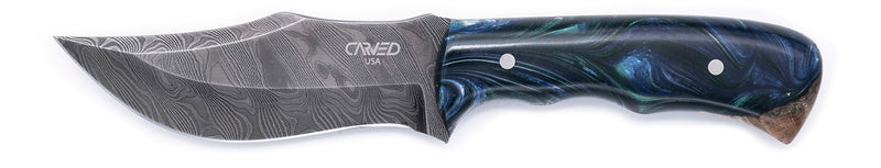 Carved Damascus Hunting Knife #10557