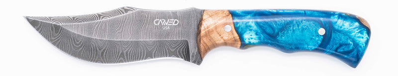 Carved Damascus Hunting Knife #10560