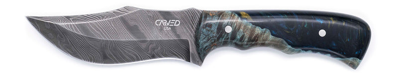 Carved Damascus Hunting Knife #10561