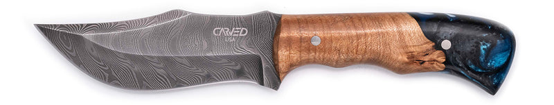 Carved Damascus Hunting Knife #10562