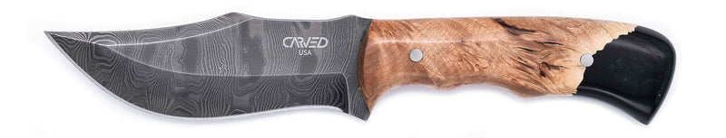 Carved Damascus Hunting Knife #10565