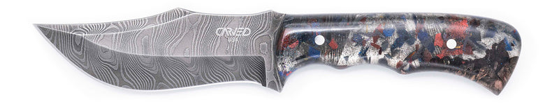 Carved Damascus Hunting Knife #10567