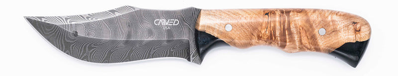 Carved Damascus Hunting Knife #10569