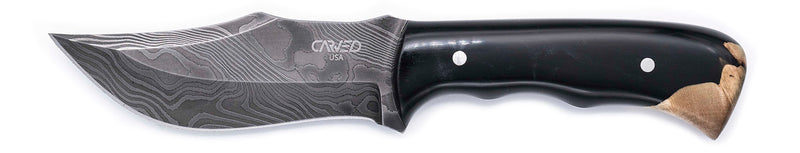 Carved Damascus Hunting Knife #10571