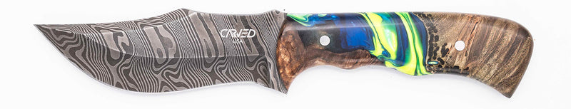 Carved Damascus Hunting Knife #10576