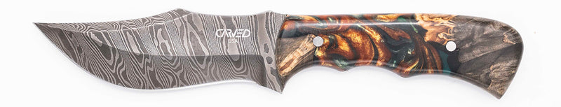 Carved Damascus Hunting Knife #10577