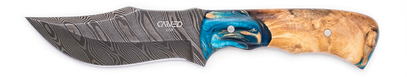 Carved Damascus Hunting Knife #10578