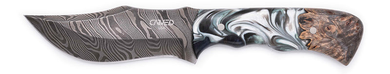 Carved Damascus Hunting Knife #10580