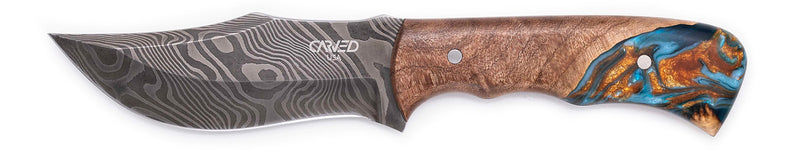 Carved Damascus Hunting Knife #10581