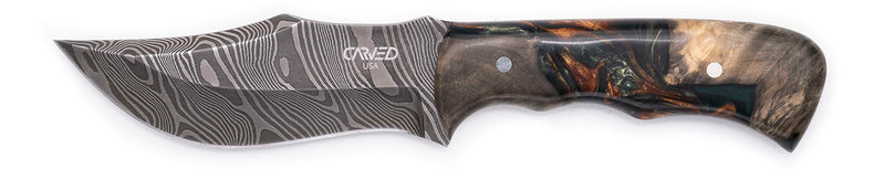 Carved Damascus Hunting Knife #10585
