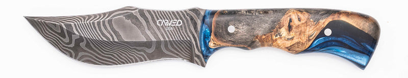 Carved Damascus Hunting Knife #10595