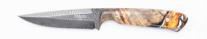 Carved Damascus Field Knife #20620