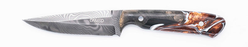 Carved Damascus Field Knife #20623