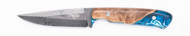 Carved Damascus Field Knife #20624