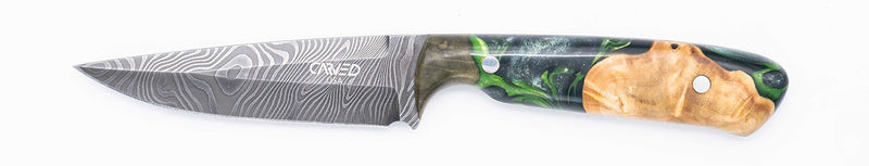 Carved Damascus Field Knife #20625