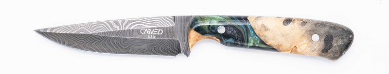 Carved Damascus Field Knife #20627