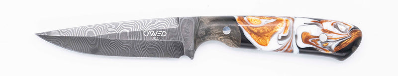 Carved Damascus Field Knife #20628