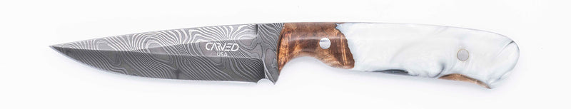 Carved Damascus Field Knife #20637