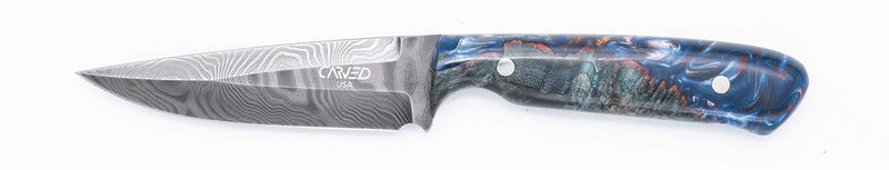 Carved Damascus Field Knife #20638