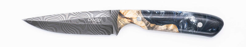 Carved Damascus Field Knife #20639