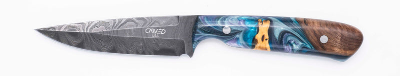 Carved Damascus Field Knife #20674