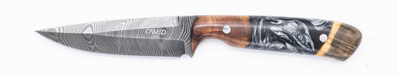 Carved Damascus Field Knife #20676