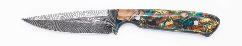 Carved Damascus Field Knife #20677