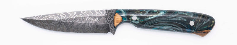 Carved Damascus Field Knife #20678