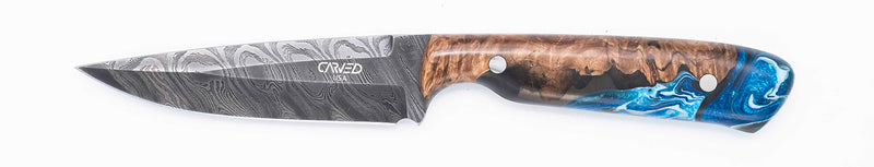 Carved Damascus Field Knife #20679