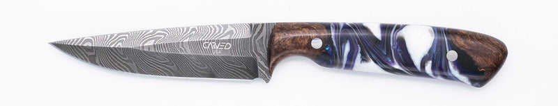 Carved Damascus Field Knife #20683