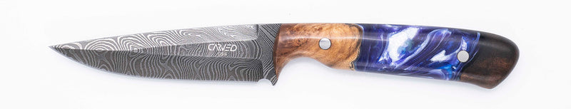 Carved Damascus Field Knife #20686