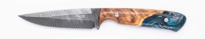 Carved Damascus Field Knife #20687