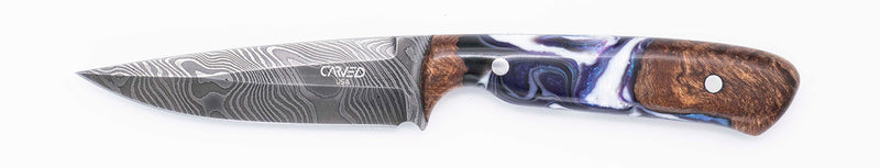 Carved Damascus Field Knife #20689