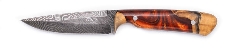Carved Damascus Field Knife #20690