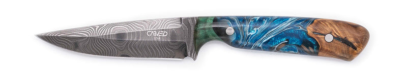 Carved Damascus Field Knife #20692