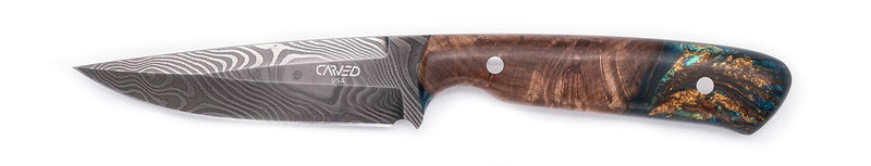 Carved Damascus Field Knife #20693