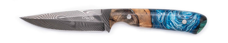 Carved Damascus Field Knife #20694