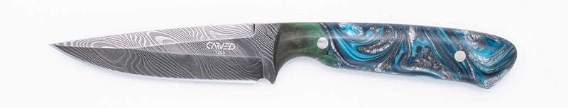 Carved Damascus Field Knife #20697