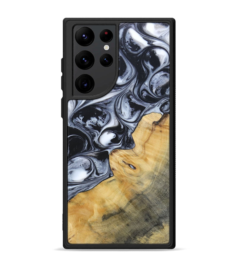 Galaxy S22 Ultra Wood+Resin Phone Case - Clint (Black & White, 695873)