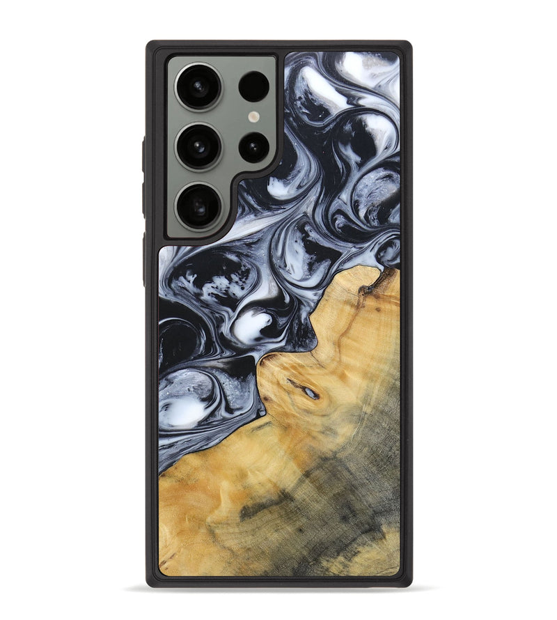 Galaxy S23 Ultra Wood+Resin Phone Case - Clint (Black & White, 695873)