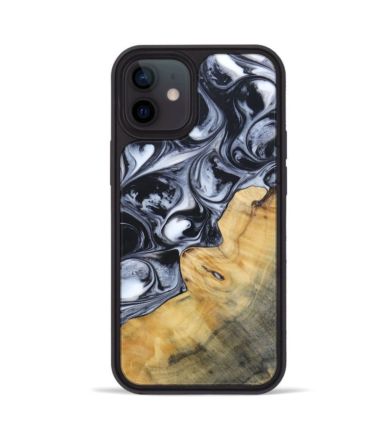 iPhone 12 Wood+Resin Phone Case - Clint (Black & White, 695873)