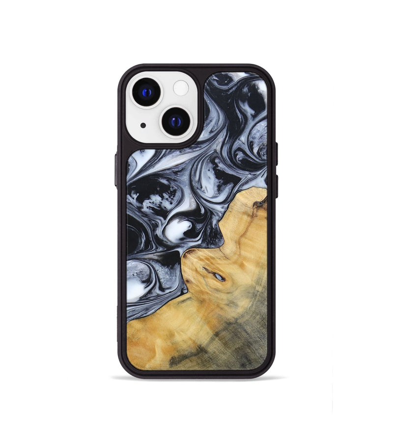 iPhone 13 mini Wood+Resin Phone Case - Clint (Black & White, 695873)