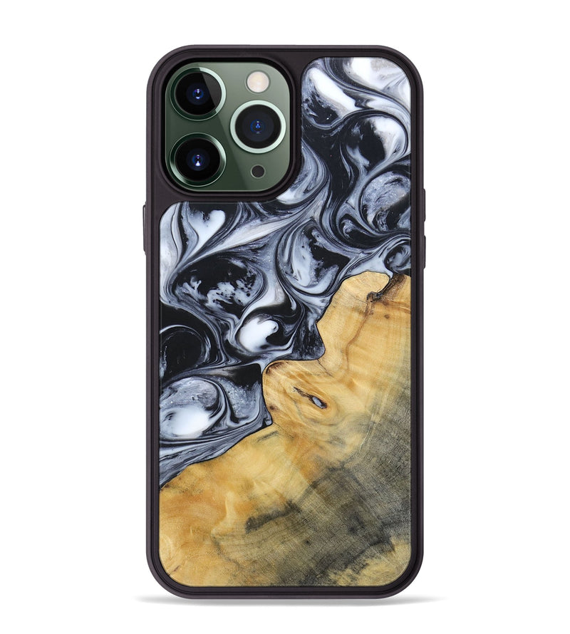 iPhone 13 Pro Max Wood+Resin Phone Case - Clint (Black & White, 695873)